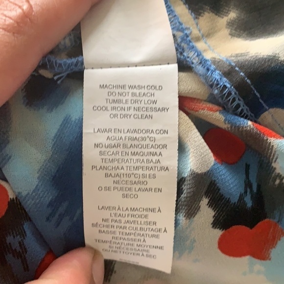 Kensie multicolour sleeveless semi-sheer ruffle neck blouse size L - Picture 8 of 10